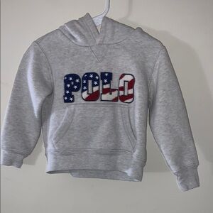 Polo by Ralph Lauren Gray Hoodie with American Flag Design